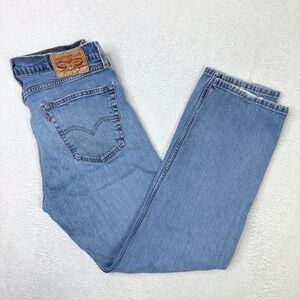 Levis 505 Regular Fit Straight Leg Jeans Mens 34x30 Light Wash Blue Denim